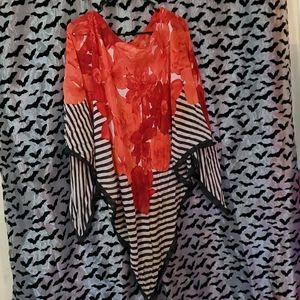 Womens poncho floral stripes